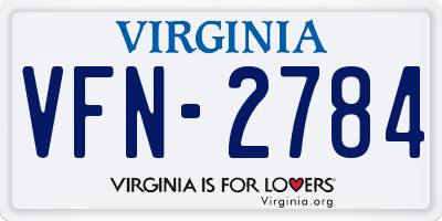 VA license plate VFN2784