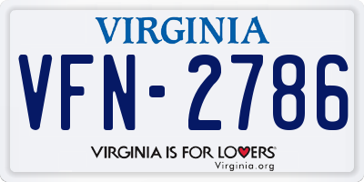 VA license plate VFN2786