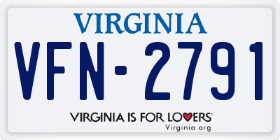 VA license plate VFN2791