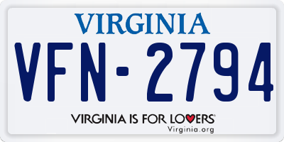 VA license plate VFN2794