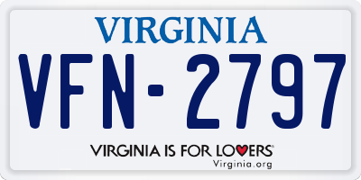 VA license plate VFN2797
