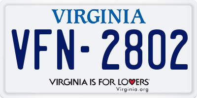 VA license plate VFN2802