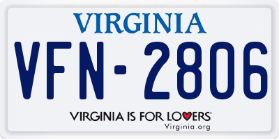 VA license plate VFN2806