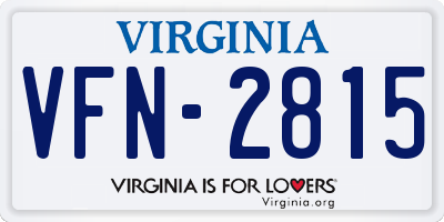 VA license plate VFN2815