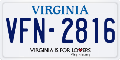 VA license plate VFN2816