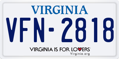 VA license plate VFN2818
