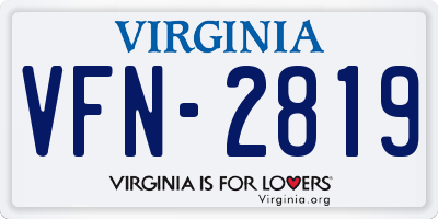 VA license plate VFN2819