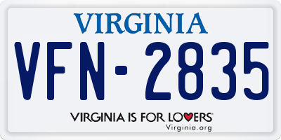 VA license plate VFN2835