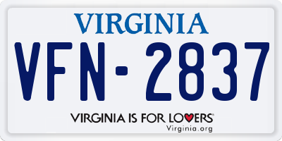 VA license plate VFN2837
