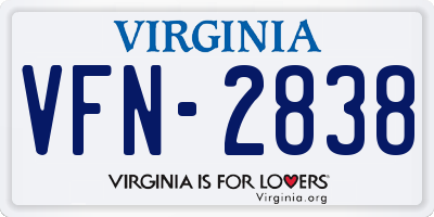 VA license plate VFN2838