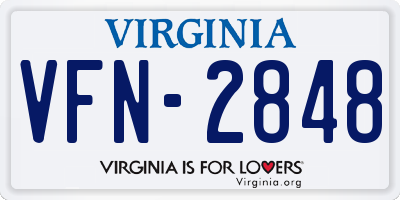 VA license plate VFN2848