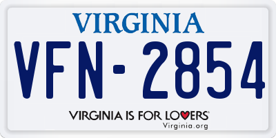 VA license plate VFN2854