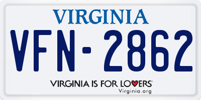 VA license plate VFN2862