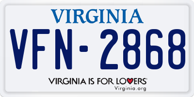 VA license plate VFN2868