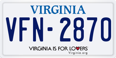 VA license plate VFN2870