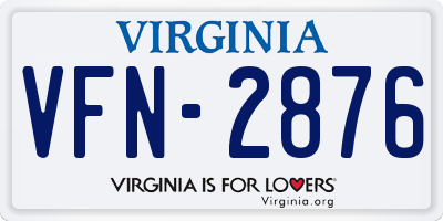 VA license plate VFN2876