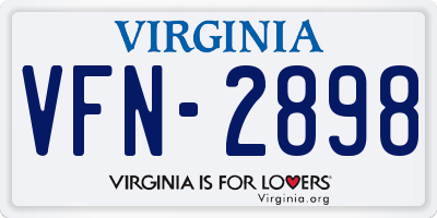 VA license plate VFN2898