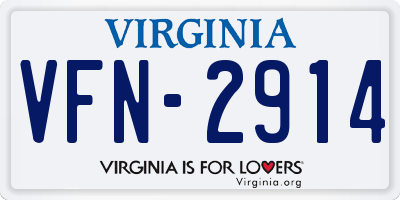 VA license plate VFN2914