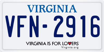 VA license plate VFN2916