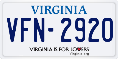 VA license plate VFN2920