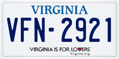 VA license plate VFN2921