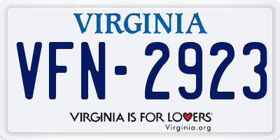 VA license plate VFN2923