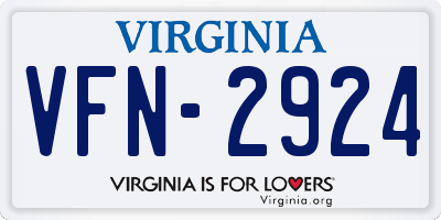 VA license plate VFN2924