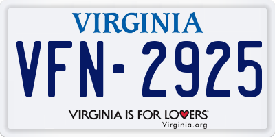 VA license plate VFN2925