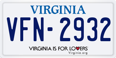 VA license plate VFN2932