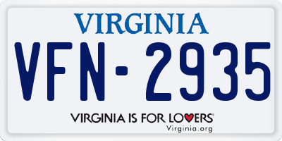 VA license plate VFN2935