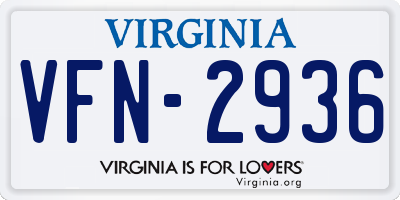 VA license plate VFN2936
