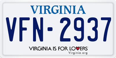 VA license plate VFN2937