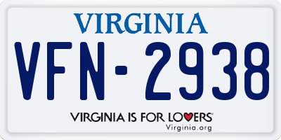 VA license plate VFN2938