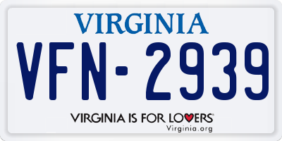 VA license plate VFN2939