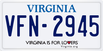 VA license plate VFN2945