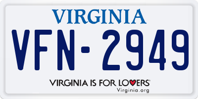 VA license plate VFN2949
