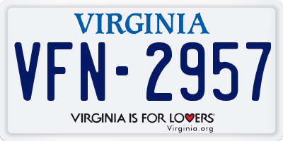 VA license plate VFN2957