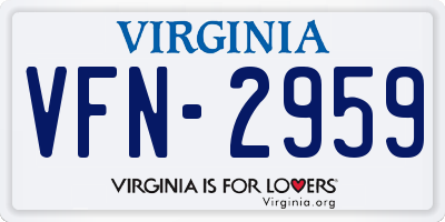 VA license plate VFN2959