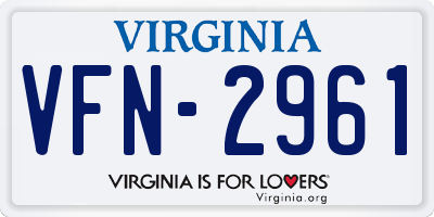 VA license plate VFN2961