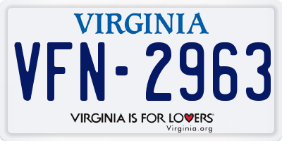 VA license plate VFN2963