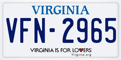 VA license plate VFN2965