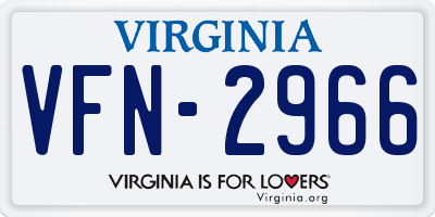 VA license plate VFN2966
