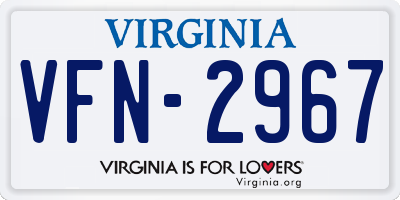 VA license plate VFN2967