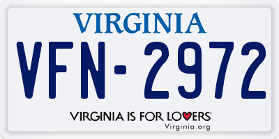 VA license plate VFN2972