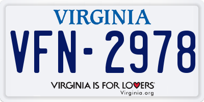 VA license plate VFN2978