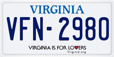 VA license plate VFN2980