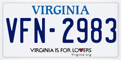 VA license plate VFN2983