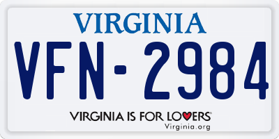 VA license plate VFN2984