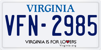 VA license plate VFN2985