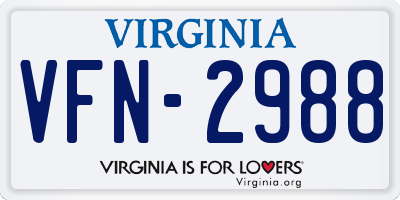 VA license plate VFN2988